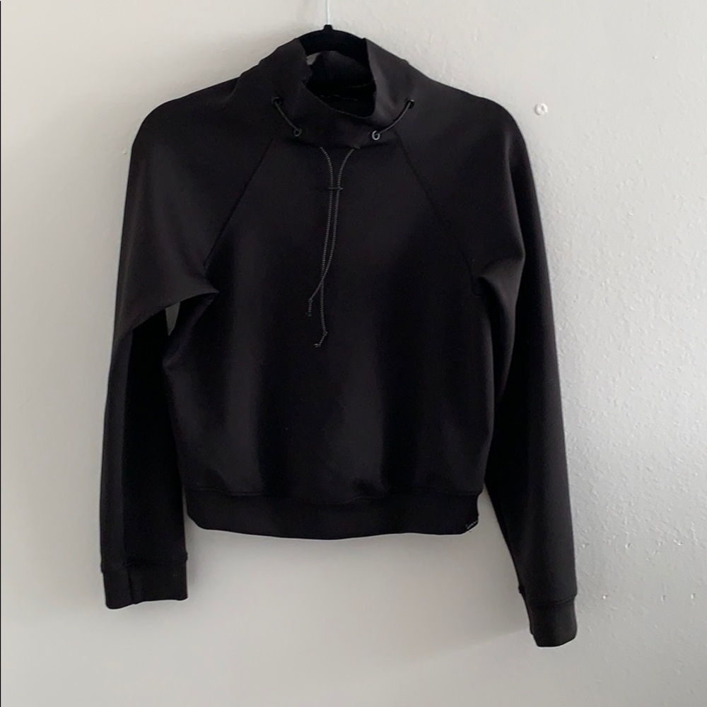 Koral Black Funnel Neck Drawstring Sweater